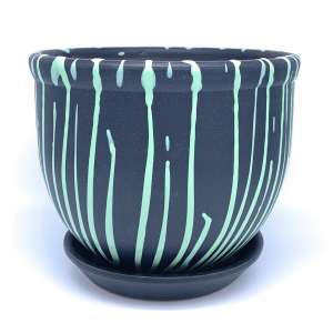Standard  Glazed Ceramic Plant Pot with Saucer